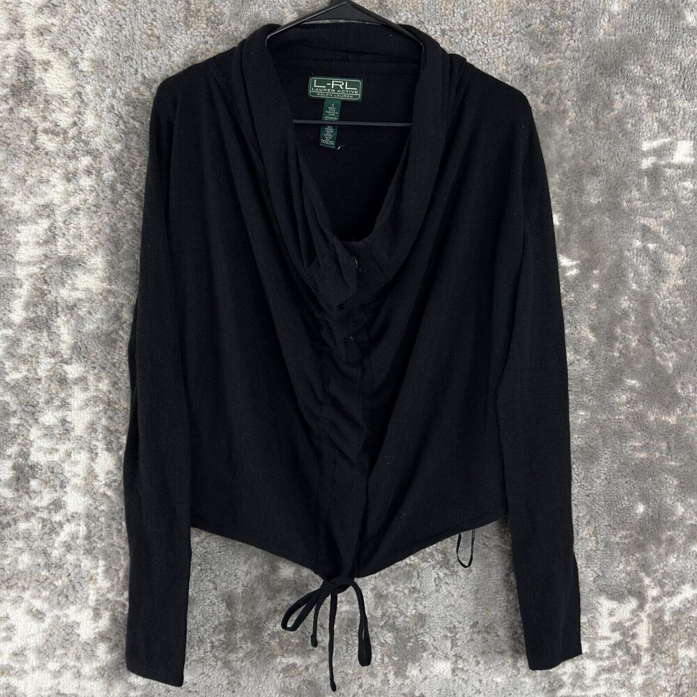 Ralph Lauren Active Sz S Wool Rabbit Hair Snap Button Tie Front Cardigan Sweater